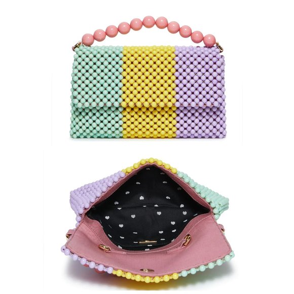 Lele Sadoughi Handbags - Lele Sadoughi Claudette Beaded Clutch Acapulco Stripe Bag NWT 395
